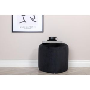 Troy poef - velvet - zwart
