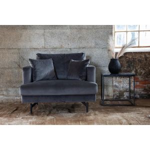 Ruma fauteuil - velvet - donkergrijs
