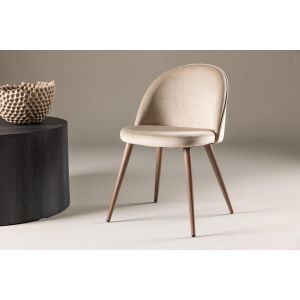 Zako eetkamerstoel - met naturel poot - velvet - beige