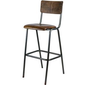 Edison barstoel donkerbruin hout / PU-leer 