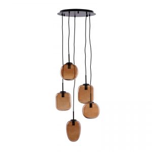 Mezza hanglamp 5L E14 Ø45x23 cm - glas bruin