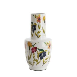 Yvota vaas deco Ø28x55 cm - wit+bloemen print