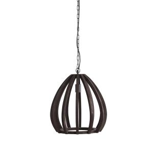 Barsia hanglamp Ø40x42 cm - hout donkerbruin
