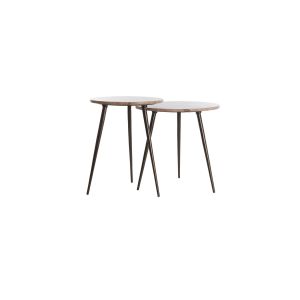 Zeca bijzettafel set van 2 - rood travertin/bruin