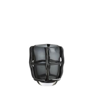 Ashoro vaas 19x14x22 cm - glas grijs