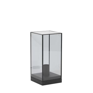 Askjer tafellamp 15x15x32,5 cm - mat zwart/smoke glas