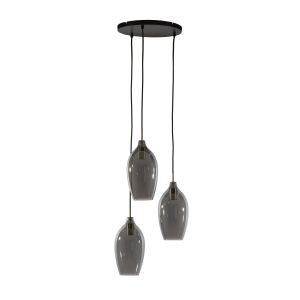 Lukaro hanglamp 3L Ø35x32 cm - antiek brons/glas smoke