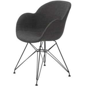 Jasmine kuipstoel grijs gestoffeerd - eiffel onderstel