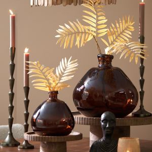 Selores vaas Ø20x23 cm - glas glans donkerbruin