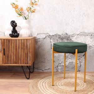 Mika velvet kruk met oker onderstel