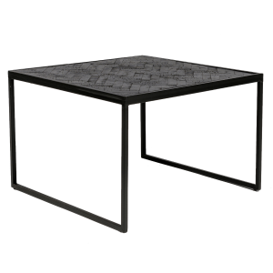 Reinier zwart teak visgraat bijzettafel 60x60x40 cm van het woonmerk Vurna
