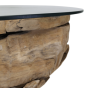 Root ronde salontafel ø90x45 teak/wortelhout naturel met glasplaat