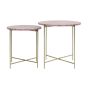 Delon bijzettafel set van 2 - marmer roze/goud