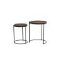 Jairo bijzettafel set van 2 - leer donkerbruin/zwart