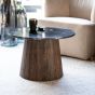 Bijzettafel Maxim rond - Ø60x40 cm - mango hout/marmer