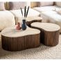 Organische salontafel Mari - 83x72x34 cm - Mango hout & travertin