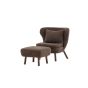 Teko fauteuil met voetenbank - teddy - bruin