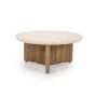 Ronde salontafel Sara - Mango hout & travertin - Ø88x10 cm
