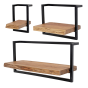 Woody metaal wandplank - bundel set van drie 65x60 cm